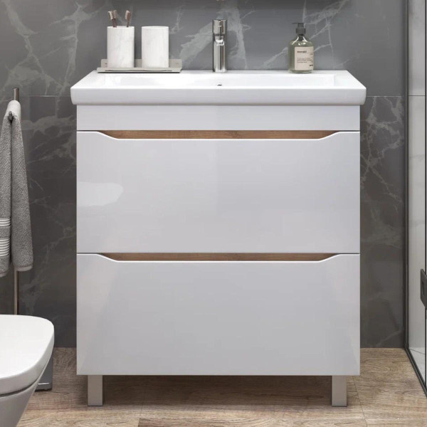 Тумба с раковиной напольная VIGO Grani 203 дуб золотой, 80 см. Фото 3