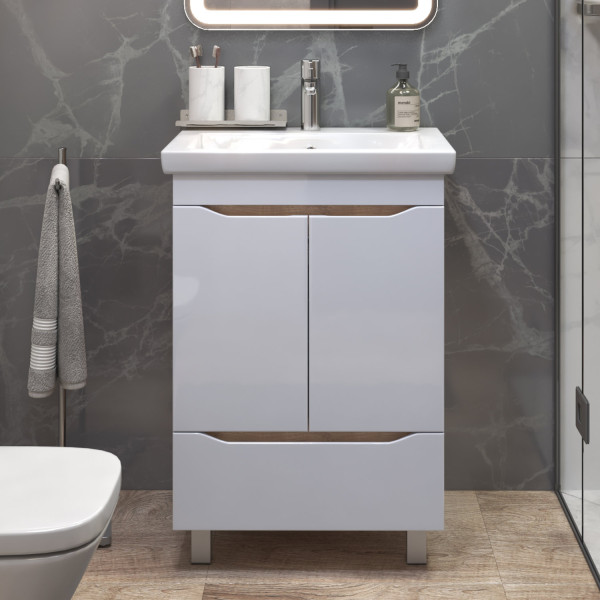 Тумба с раковиной напольная VIGO Grani 284 дуб золотой, 60 см. Фото 4