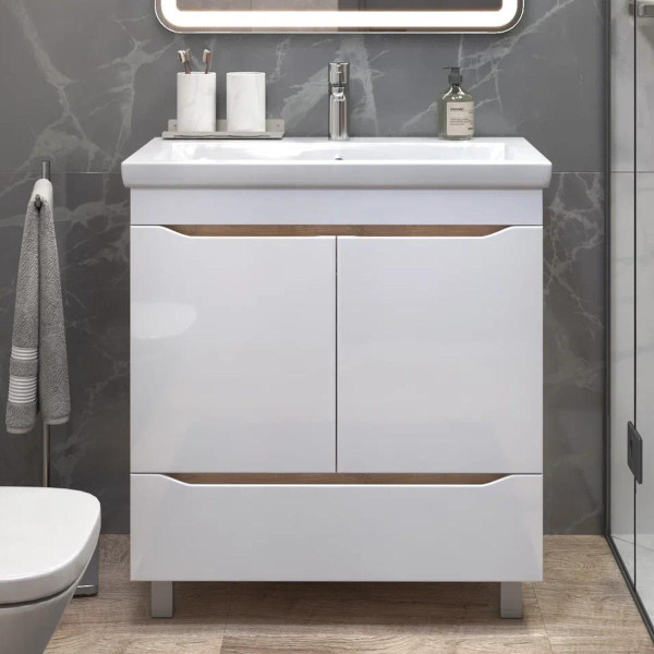 Тумба с раковиной напольная VIGO Grani 286 дуб золотой, 80 см. Фото 3