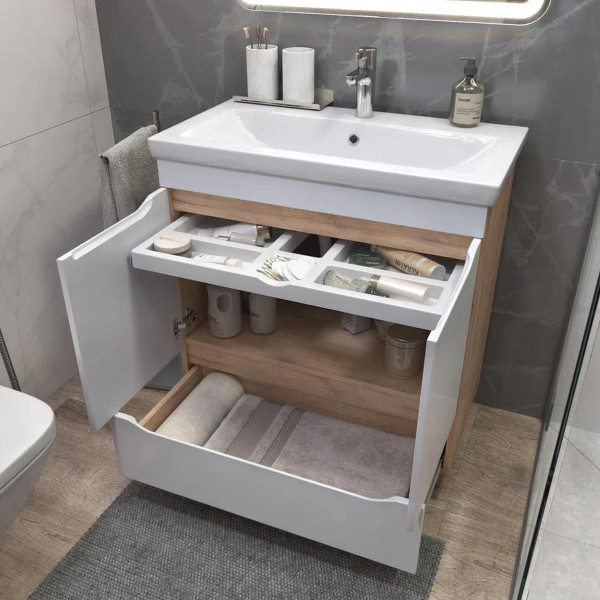 Тумба с раковиной напольная VIGO Grani 286 дуб золотой, 80 см. Фото 4