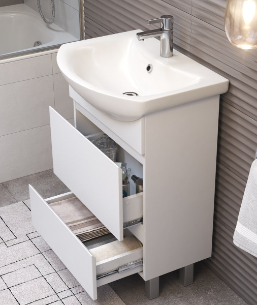 Тумба с раковиной напольная VIGO Wing tn.WIN.BAL.60.2Y белый, 60 см. Фото 4