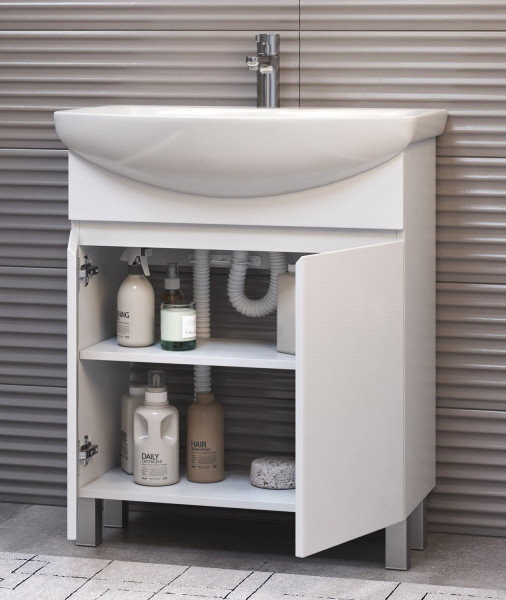 Тумба с раковиной напольная VIGO Wing tn.WIN.BAL.70.2D белый, 70 см. Фото 4