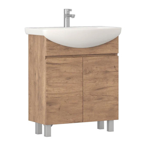 Тумба с раковиной напольная VIGO Wing tn.WIN.BAL.70.2D дуб золотой, 70 см. Фото 1