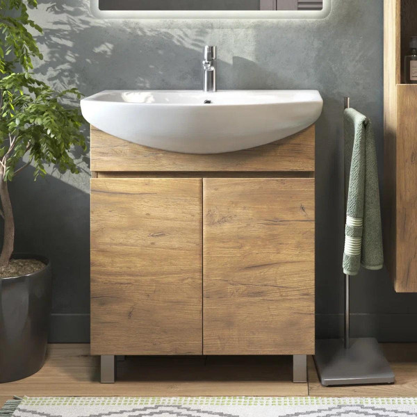 Тумба с раковиной напольная VIGO Wing tn.WIN.BAL.70.2D дуб золотой, 70 см. Фото 3