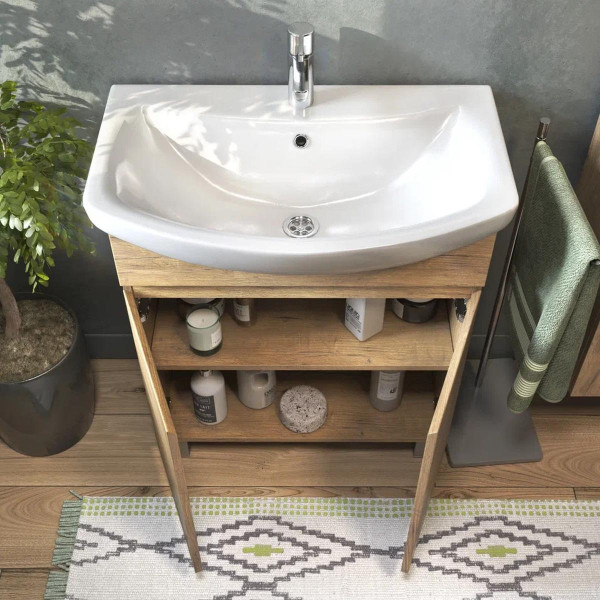 Тумба с раковиной напольная VIGO Wing tn.WIN.BAL.70.2D дуб золотой, 70 см. Фото 5