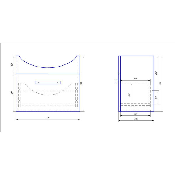 Тумба с раковиной подвесная Dreja Alfa 55 см, белый. Фото 2