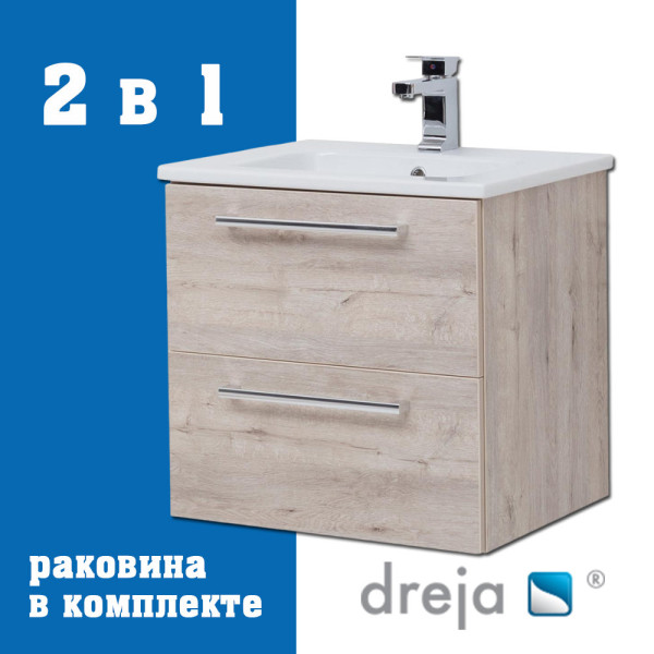 Тумба с раковиной подвесная Dreja Gio 60 см, дуб кантри. Фото 1