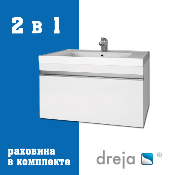 Тумба с раковиной подвесная Dreja Grace 60 см, белый. Фото 1