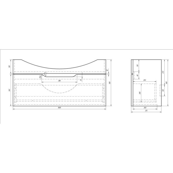 Тумба с раковиной подвесная Dreja Laguna 105 см, белый. Фото 2