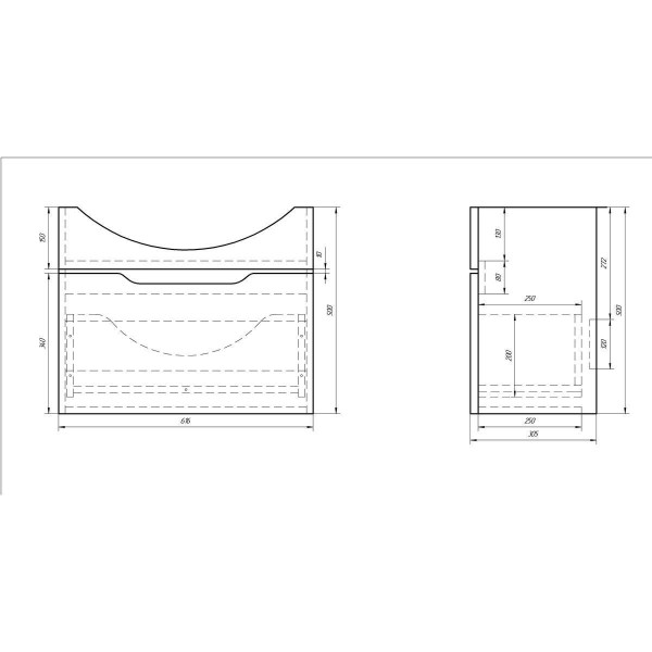 Тумба с раковиной подвесная Dreja Laguna 65 см, белый. Фото 2
