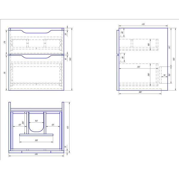 Тумба с раковиной подвесная Dreja Q 55 см, белый. Фото 2