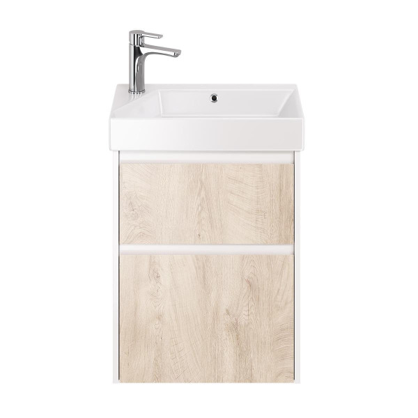 Тумба с раковиной подвесная Dreja Slim 55 см, белый/дуб кантри. Фото 3