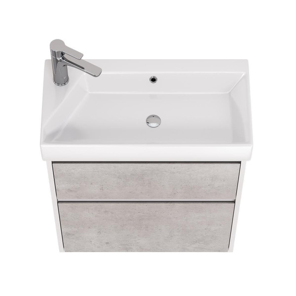 Тумба с раковиной подвесная Dreja Slim 65 см, белый/бетон. Фото 4