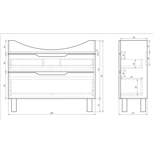 Тумба с раковиной подвесная/напольная Dreja Laguna Plus 105 см, белый. Фото 2