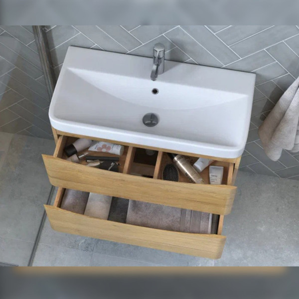 Тумба с раковиной подвесная Velvex Clay tp.CLA.9595.80.2Y дуб верона, 80 см. Фото 5