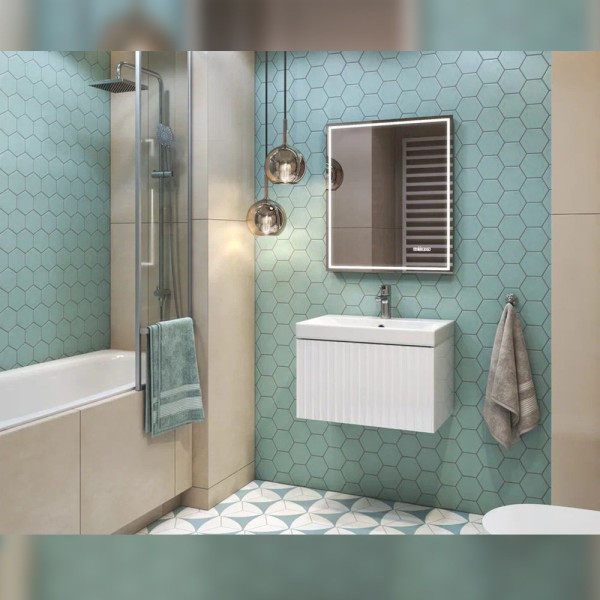 Тумба с раковиной подвесная Velvex Compo tp.COM.9696.60.1Y белый глянец, 60 см. Фото 3