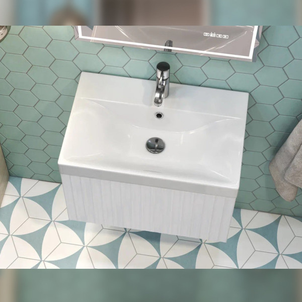 Тумба с раковиной подвесная Velvex Compo tp.COM.9696.60.1Y белый глянец, 60 см. Фото 5