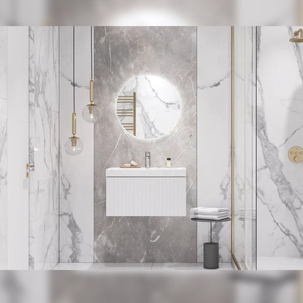 Тумба с раковиной подвесная Velvex Compo tp.COM.9696.70.1Y белый глянец, 70 см. Фото 3