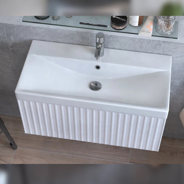 Тумба с раковиной подвесная Velvex Compo tp.COM.9696.80.1Y белый глянец, 80 см. Фото 5