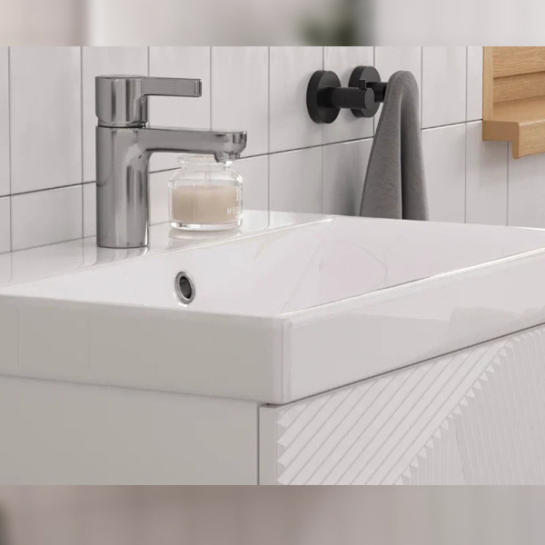 Тумба с раковиной подвесная Velvex Edge tp.EDG.9696.60.1Y белый глянец, 60 см. Фото 5