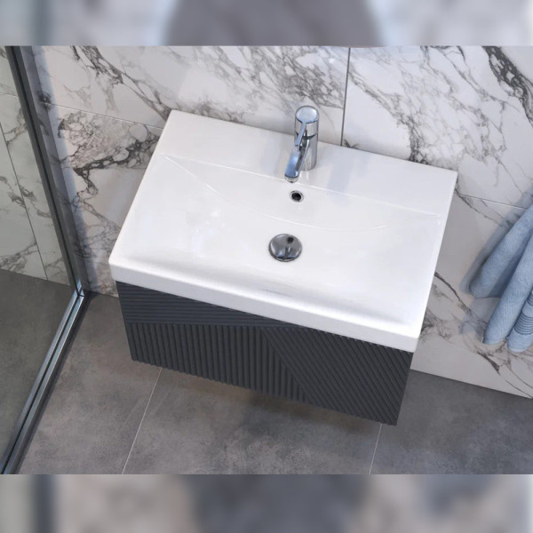 Тумба с раковиной подвесная Velvex Edge tp.EDG.9696.60.1Y графит, 60 см. Фото 3