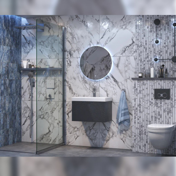 Тумба с раковиной подвесная Velvex Edge tp.EDG.9696.60.1Y графит, 60 см. Фото 5