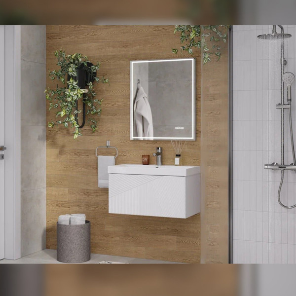 Тумба с раковиной подвесная Velvex Edge tp.EDG.9696.70.1Y белый глянец, 70 см. Фото 3