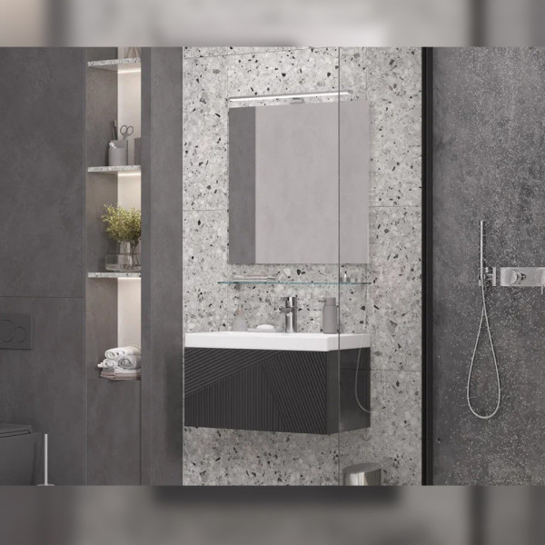 Тумба с раковиной подвесная Velvex Edge tp.EDG.9696.70.1Y графит, 70 см. Фото 4