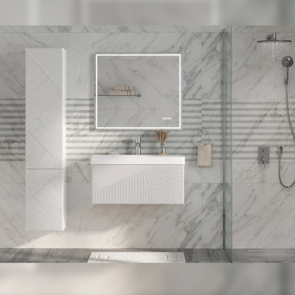 Тумба с раковиной подвесная Velvex Edge tp.EDG.9696.80.1Y белый глянец, 80 см. Фото 3