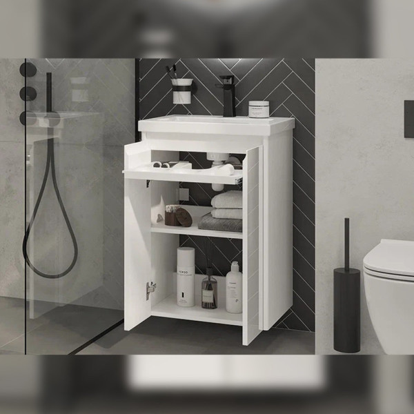 Тумба с раковиной подвесная Velvex Klaufs tp.KLA.COM.50.2D, 50 см. Фото 4