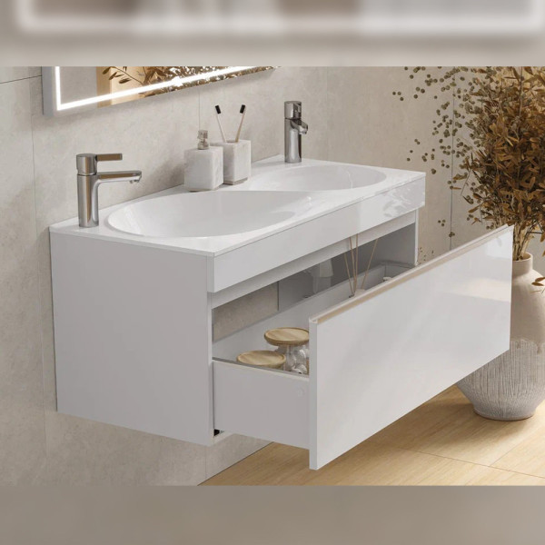 Тумба с раковиной подвесная Velvex Otto tp.OTO.OTT.100.1Y белый глянец, 100 см. Фото 3