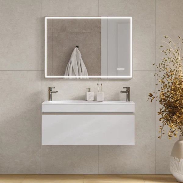 Тумба с раковиной подвесная Velvex Otto tp.OTO.OTT.100.1Y белый глянец, 100 см. Фото 5