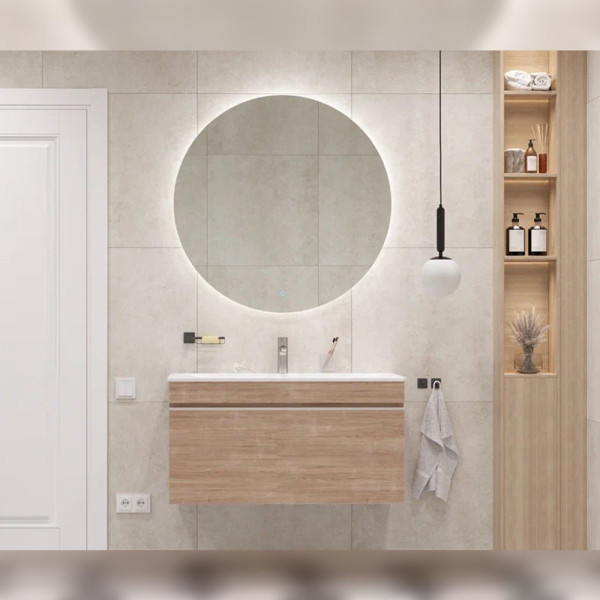 Тумба с раковиной подвесная Velvex Pulsus tp.PUL.PUL.100.1Y дуб сонома, 100 см. Фото 4