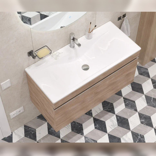 Тумба с раковиной подвесная Velvex Pulsus tp.PUL.PUL.100.1Y дуб сонома, 100 см. Фото 5