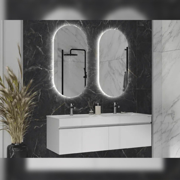 Тумба с раковиной подвесная Velvex Pulsus tp.PUL.PUL.140.2Y белый глянец, 140 см. Фото 3