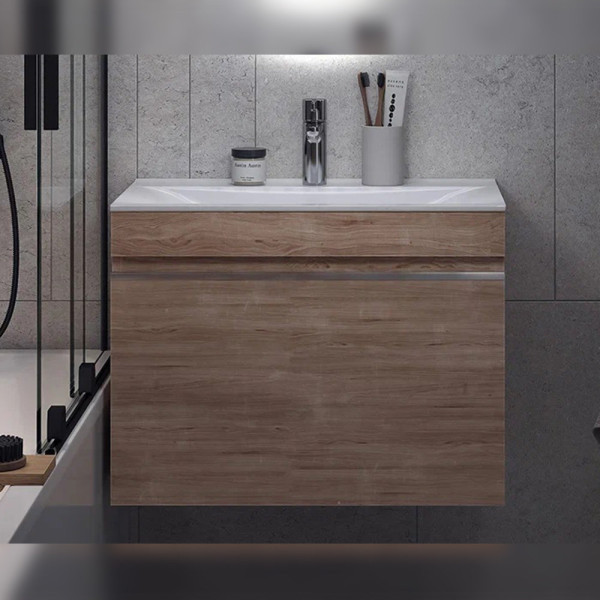 Тумба с раковиной подвесная Velvex Pulsus tp.PUL.PUL.70.1Y дуб сонома, 70 см. Фото 4