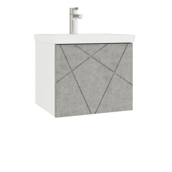 Тумба с раковиной подвесная VIGO Geometry 032 бетон, 50 см. Фото 1