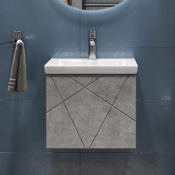 Тумба с раковиной подвесная VIGO Geometry 032 бетон, 50 см. Фото 4
