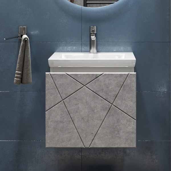 Тумба с раковиной подвесная VIGO Geometry 032 бетон, 50 см. Фото 5
