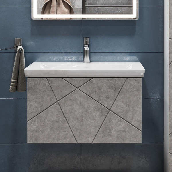 Тумба с раковиной подвесная VIGO Geometry 033 бетон, 60 см. Фото 4