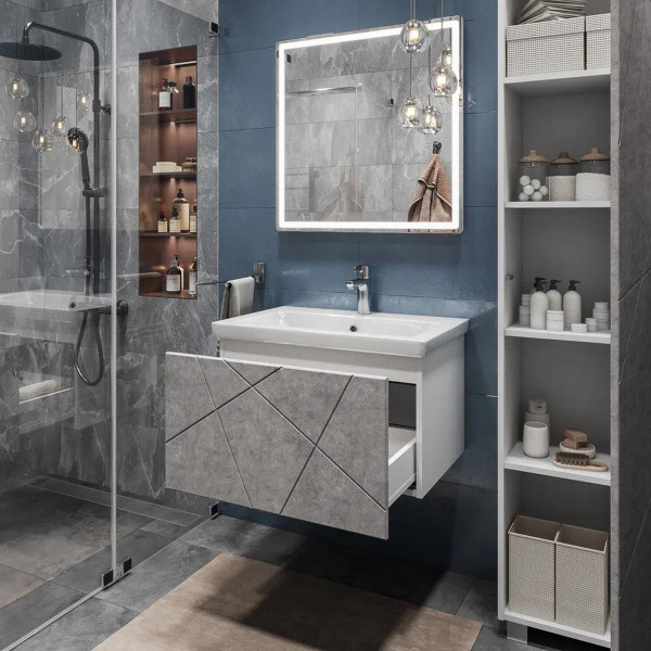 Тумба с раковиной подвесная VIGO Geometry 034 бетон, 70 см. Фото 5