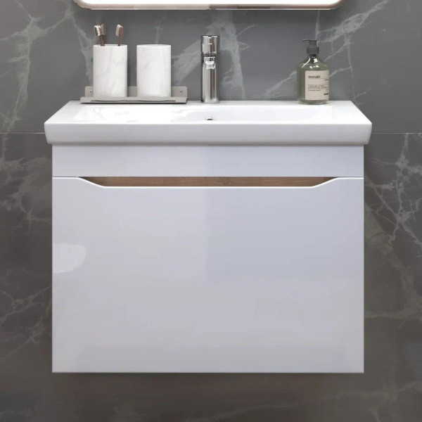 Тумба с раковиной подвесная VIGO Grani 165 дуб золотой, 70 см. Фото 3