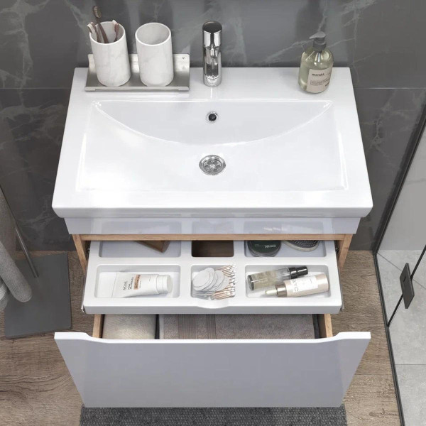 Тумба с раковиной подвесная VIGO Grani 165 дуб золотой, 70 см. Фото 5