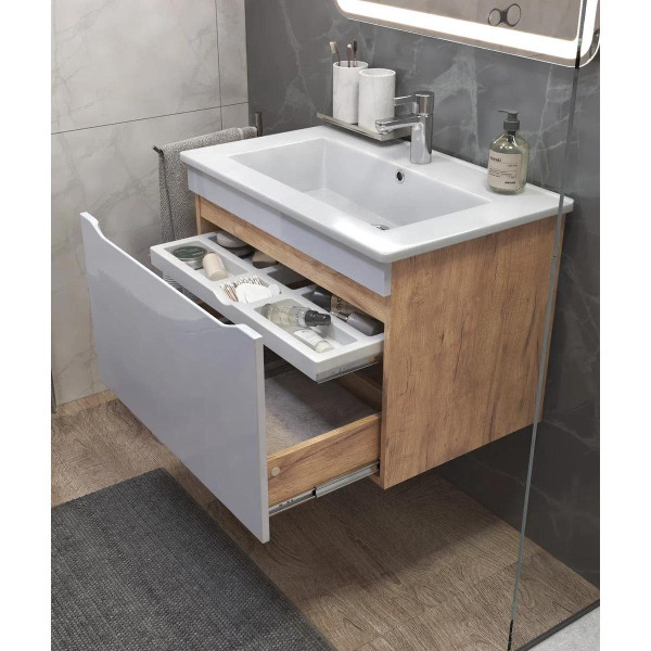 Тумба с раковиной подвесная VIGO Grani tp.GRI.OSK.75.1Y дуб золотой, 75 см. Фото 4