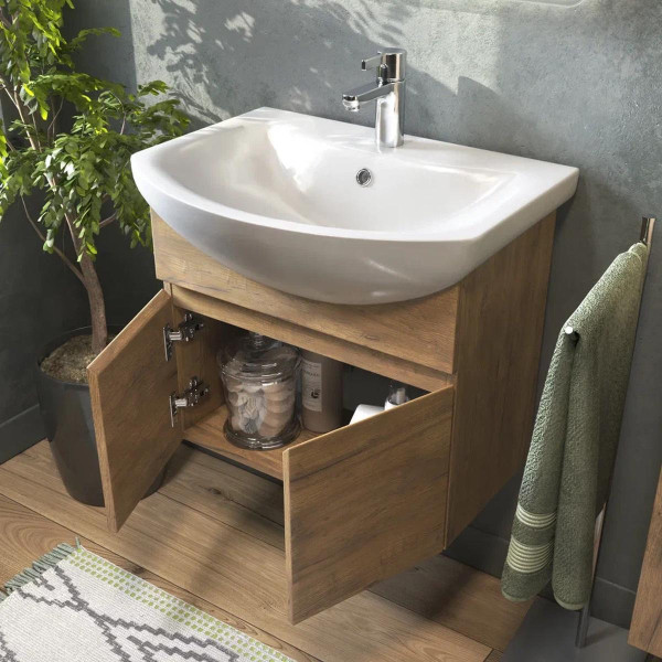 Тумба с раковиной подвесная VIGO Wing tp.WIN.BAL.60.2D дуб золотой, 60 см. Фото 5