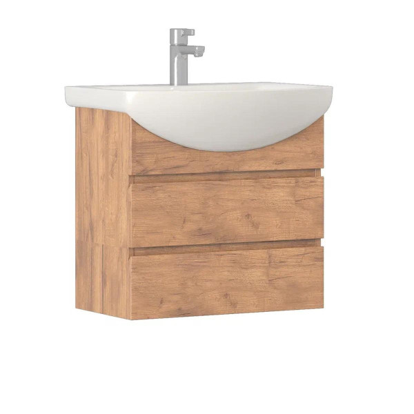 Тумба с раковиной подвесная VIGO Wing tp.WIN.BAL.60.2Y дуб золотой, 60 см. Фото 1