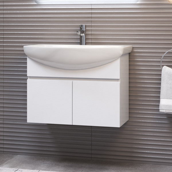 Тумба с раковиной подвесная VIGO Wing tp.WIN.BAL.70.2D белый, 70 см. Фото 3