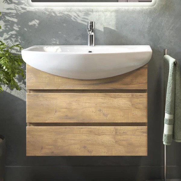 Тумба с раковиной подвесная VIGO Wing tp.WIN.BAL.70.2Y дуб золотой, 70 см. Фото 3