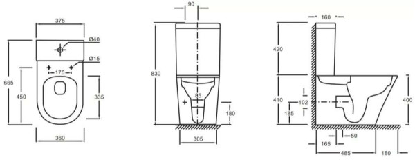UJAB102-00 RODIN+ Чаша напольного унитаза с креплениями RU. Фото 2