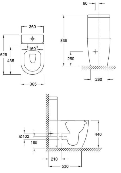 UJAK102-0 Soprano чаша напольного унитаза c технологией Rimless 36 см*62,5 см, белый. Фото 2
